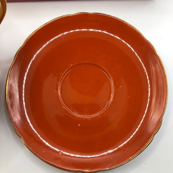 1945-1966 Shelley Fine Bone China Teacup & Saucer, Pedestal, Orange - Picture 9 of 10